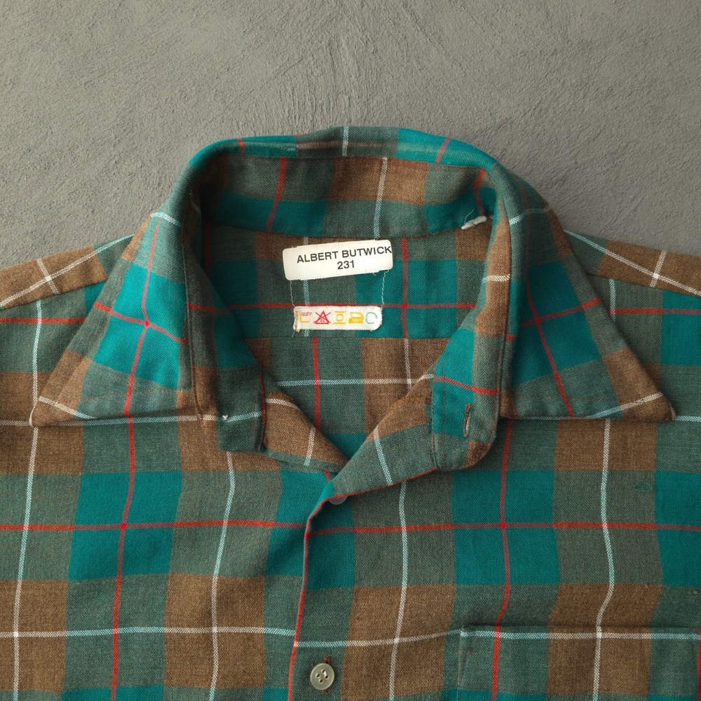 Vintage 70s Albert Butwick Green Plaid Flannel Shirt XL Long Sleeve - Picture 4 of 11